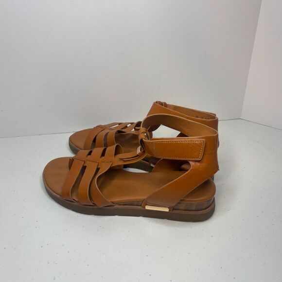Franco Sarto Gladiator Brown Leather Comfort Strappy Sandals Adjustable Womens - Picture 4 of 9
